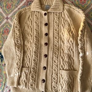 Cable Knit Cream Cardigan Sweater